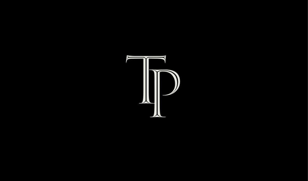 A white monogram on a black background.