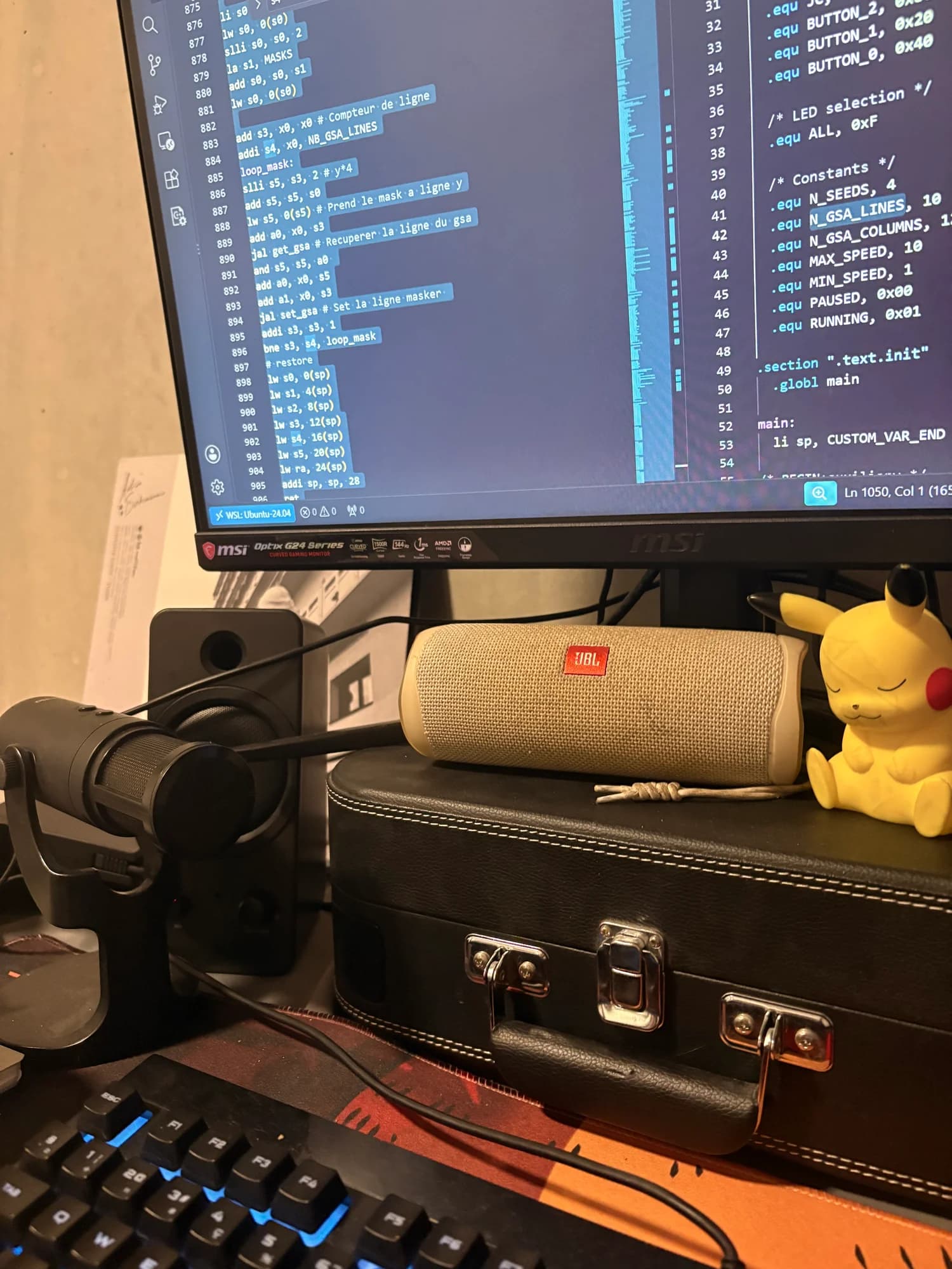 Assembly code at my desk.
