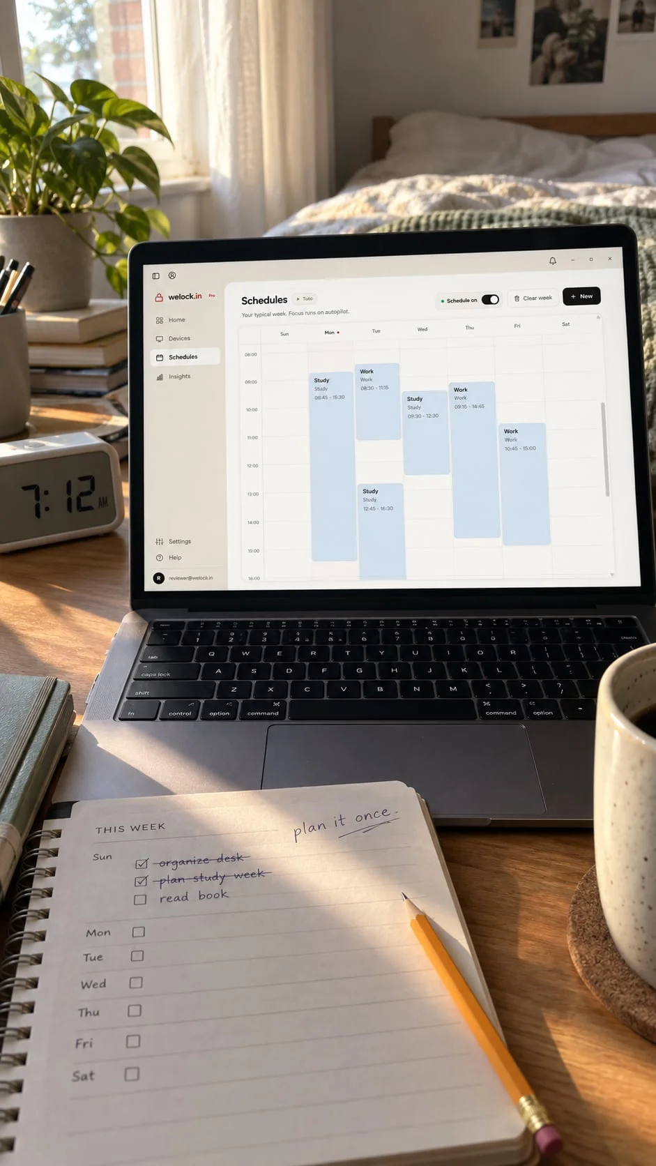 The WeLockIn schedule interface.