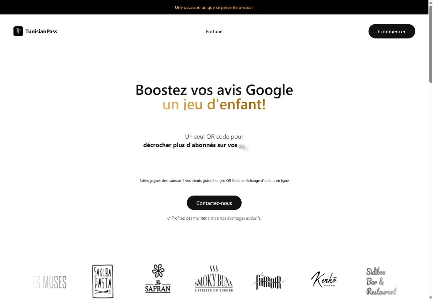 Homepage screenshot of TunisianPass